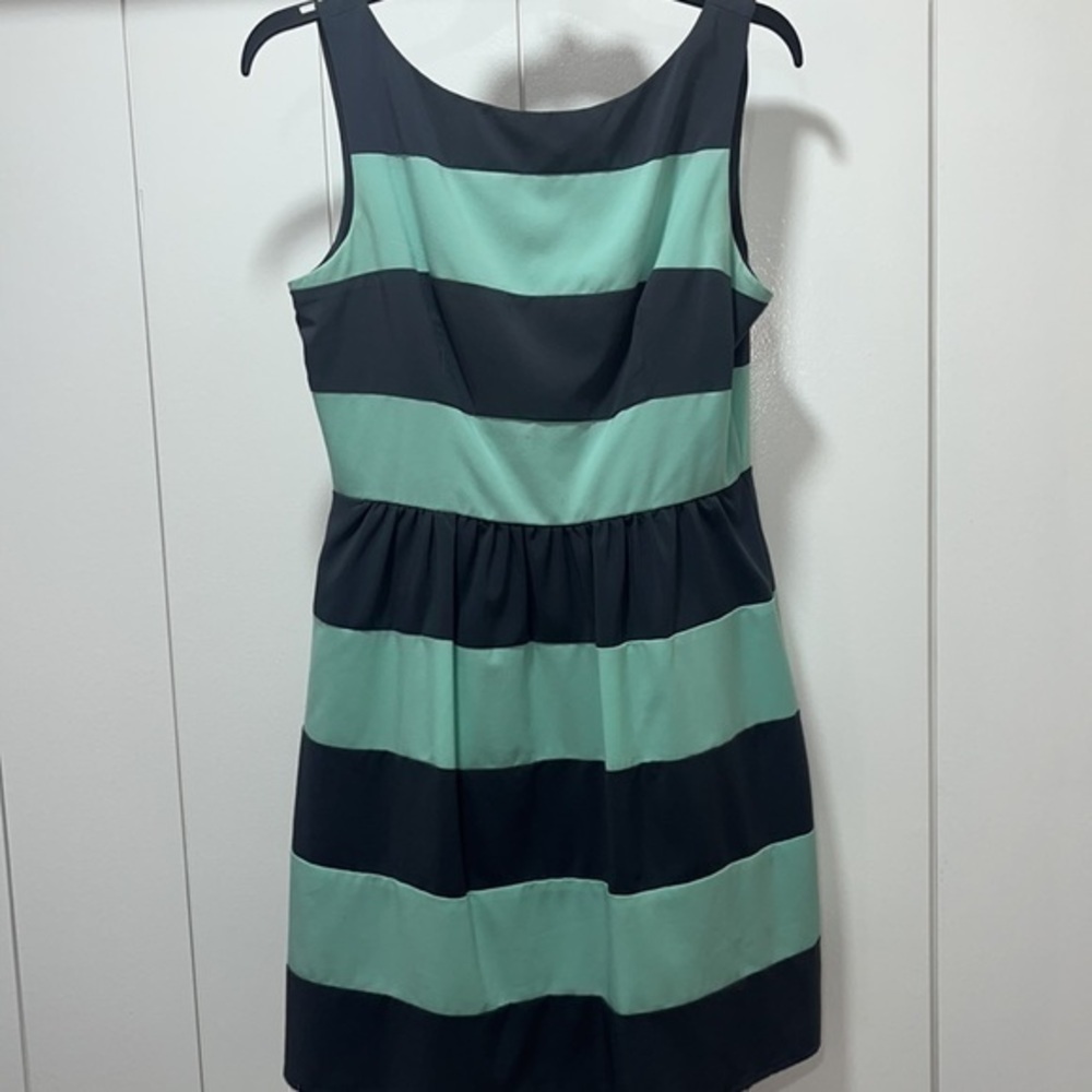 B. Darlin Womens Sleeveless Dress Size 11/12. Mint Green And Gray Striped .